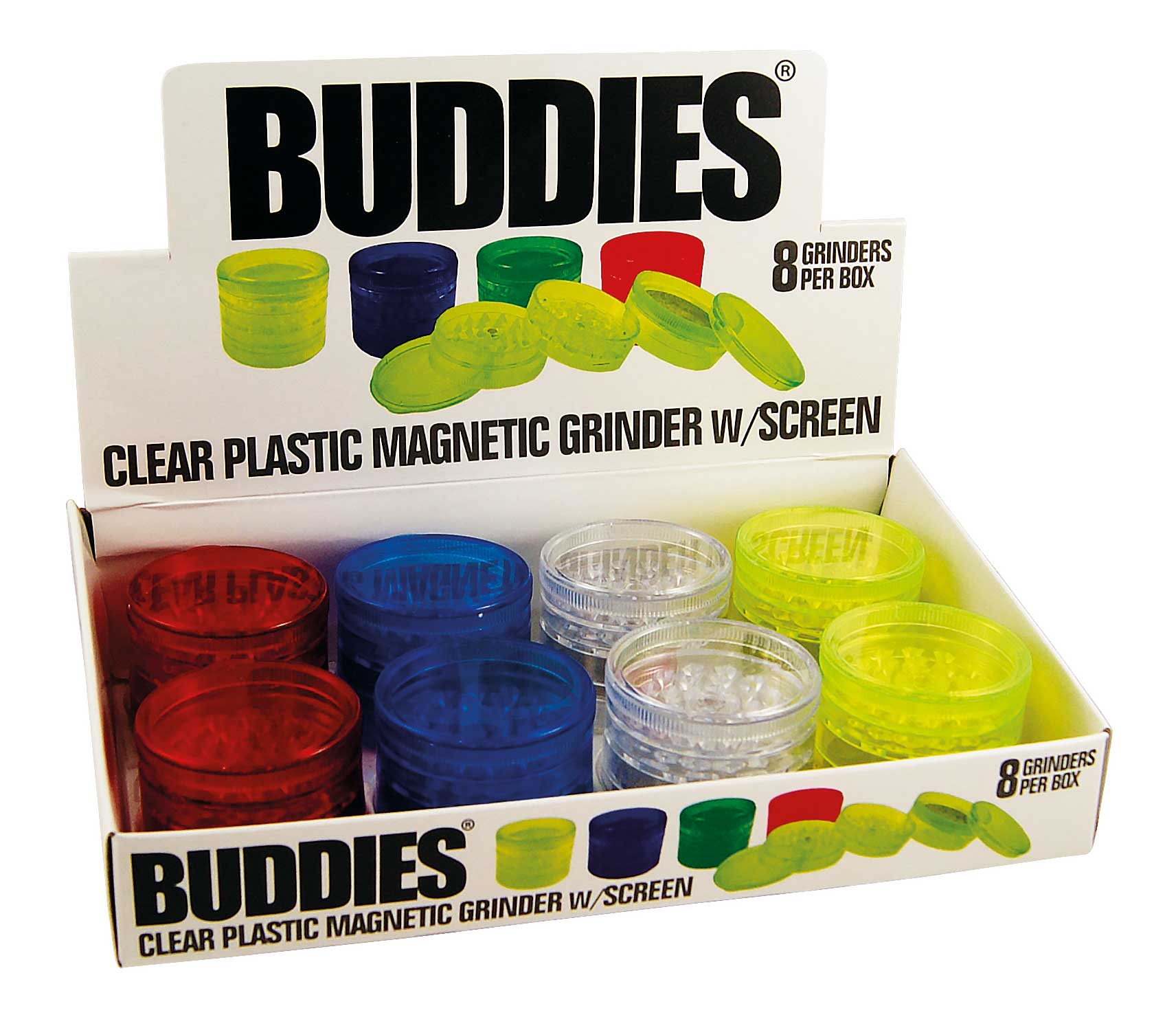 Buddies Plastic Grinder 60mm 5-Part (8pcs/display)