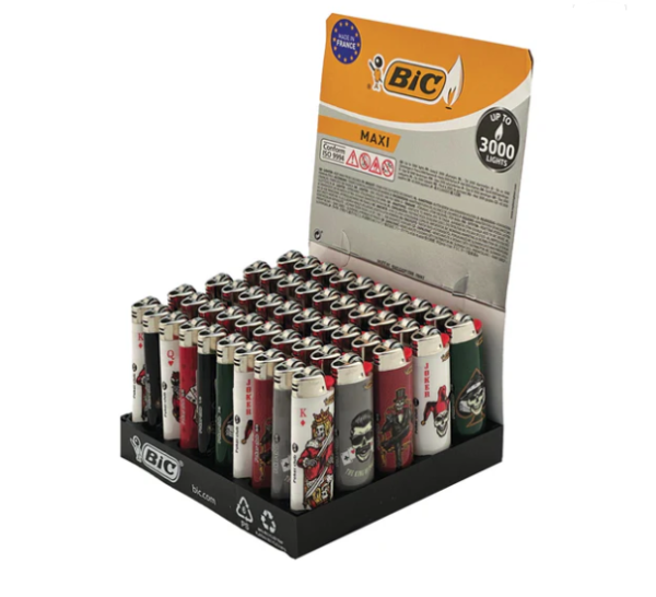 BIC Maxi Tower Display + Mini Skulls Lighter (100stk/display) - Billede 2